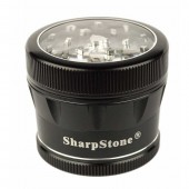 SharpStone 4-Piece V2 Grinder Pollinator Colored w/ Clear Top 2.2" - Black