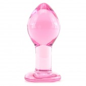 Crystal Premium Glass Large Butt Plug in Pink