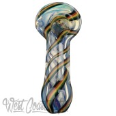 Red Eye Glass Rasta Pinwheel Inside-Out Hand Pipe