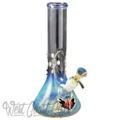 Red Eye Glass Tube 9" Tall Glass Abstract Glass-On-Glass W/Beaker Base