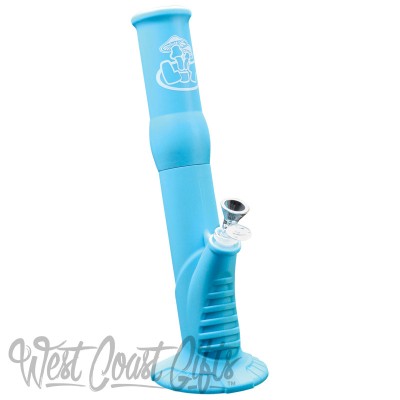 LIT Silicone 13.5 Inch Tall Water Pipe W/Glass on Glass Pull-Out