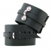 Bondage Basics Leather Wrist Cuffs in Black