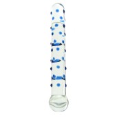 Blue Nubby Buddy Glass Dildo