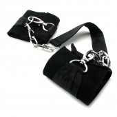 Sutra Silk & Suede Chainlink Cuffs In Black